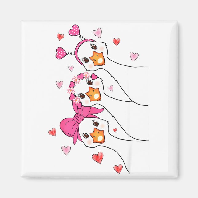 Funny Goose Happy Valentine Goose Cute Heart Lover Magnet (Framsidan)