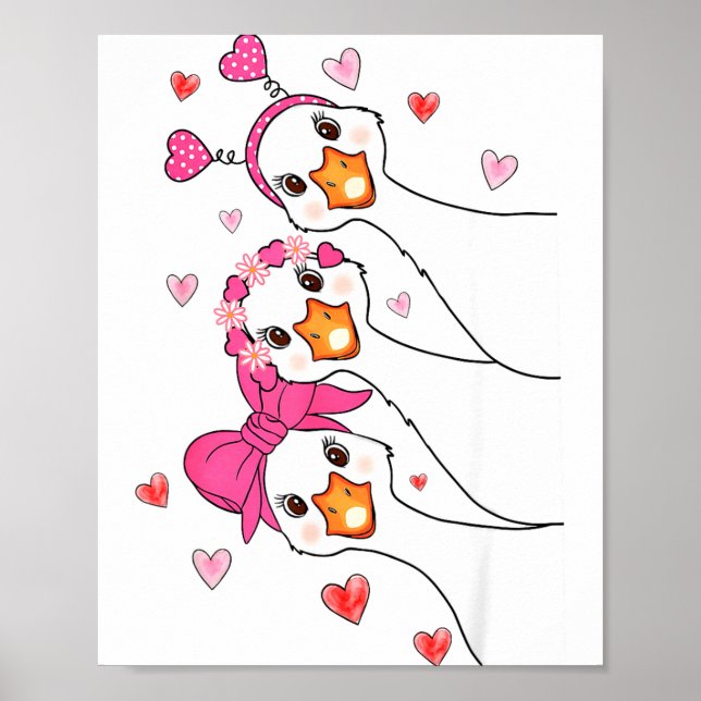 Funny Goose Happy Valentine Goose Cute Heart Lover Poster (Framsidan)