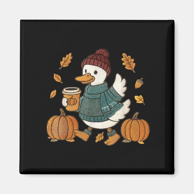 Funny Goose Pumpkin Thanksgiving Autumn Fall Yall Magnet (Framsidan)