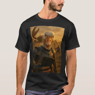 Funny Goose Selfie Knight i Armor T Shirt