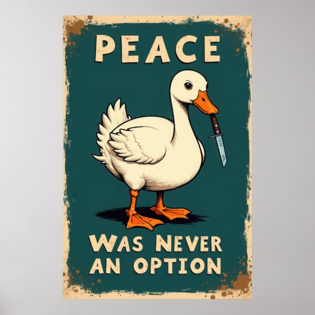 Funny goose with a knife illustration poster (Framsidan)