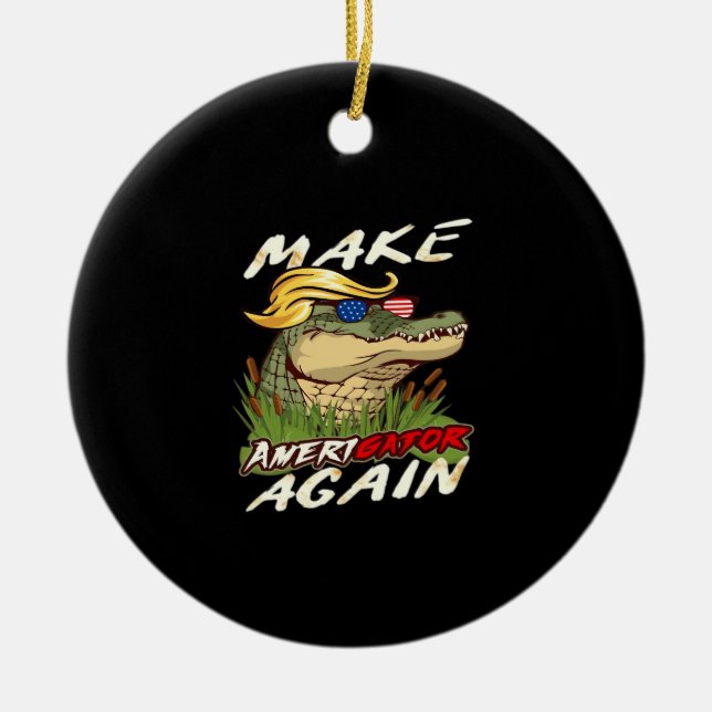Funny Gör Amerigator igen Donald Parody American Julgransprydnad Keramik (Framsidan)