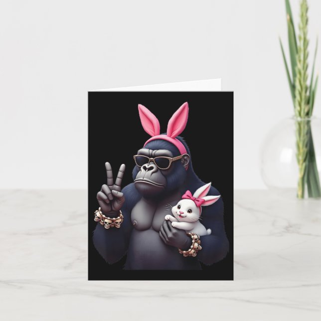 Funny Gorilla Bunny Coola Påsk, Cute&amp; Edgy A Kort (Framsida)