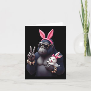 Funny Gorilla Bunny Coola Påsk, Cute& Edgy A Kort