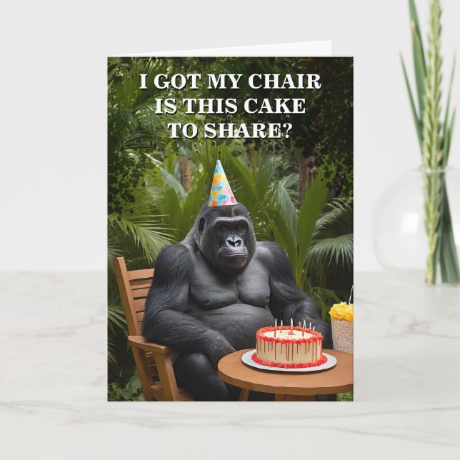 Funny Gorilla Celebrebring i Jungle Birthday Kort (Framsida)