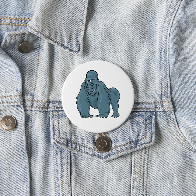 Funny Gorilla Coola Blue Ape Animal Design Knapp (Skapare uppladdad)