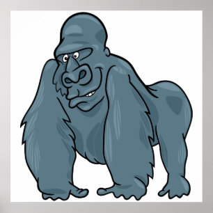 Funny Gorilla Coola Blue Ape Animal Design Poster