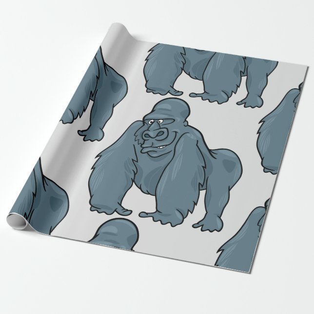Funny Gorilla Coola Blue Ape Animal Design Presentpapper (Utrullad)