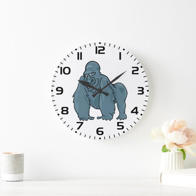 Funny Gorilla Coola Blue Ape Animal Design Stor Klocka (Skapare uppladdad)