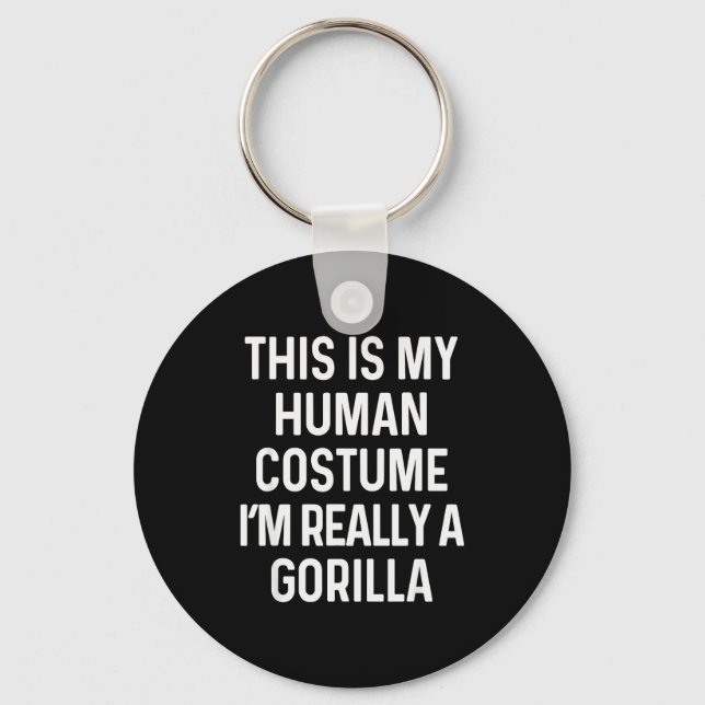 Funny Gorilla Costume Shirt Halloween Adults Kids  Nyckelring (Framsida)