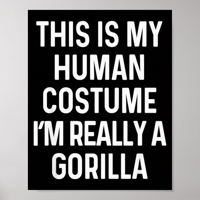 Funny Gorilla Costume Shirt Halloween Adults Kids  Poster (Framsidan)