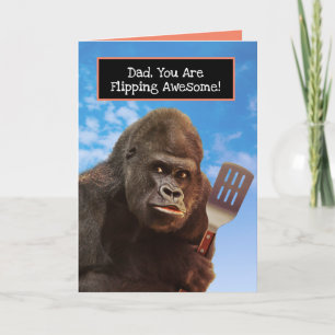 Funny Gorilla Flipping Fantastisk BBQ Fars dag Kort