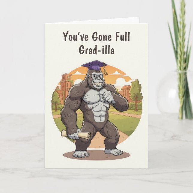 Funny Gorilla Graduation Card Kort (Framsida)