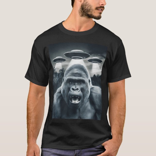 Funny Gorilla Graphic Tee Ufo Konstig (Framsida)