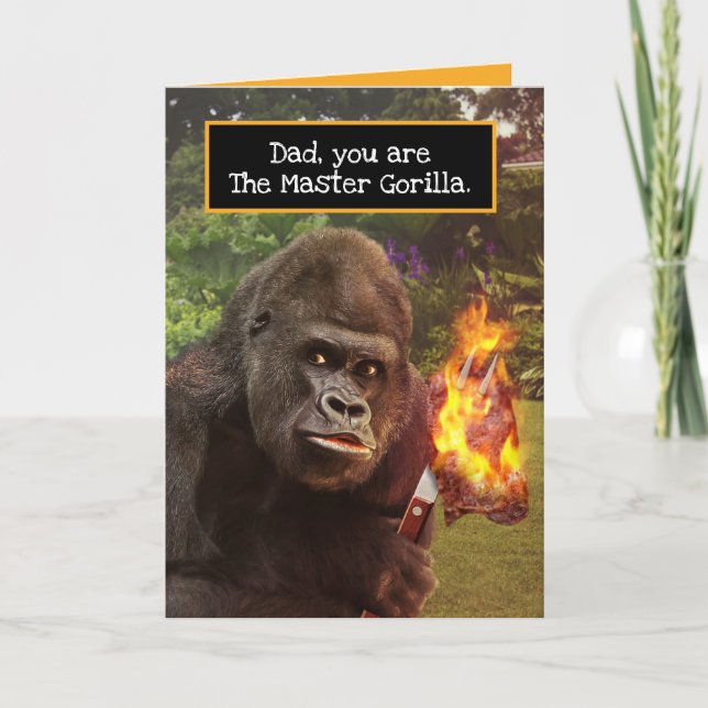 Funny Gorilla Grill Master Fars dag Kort (Framsida)