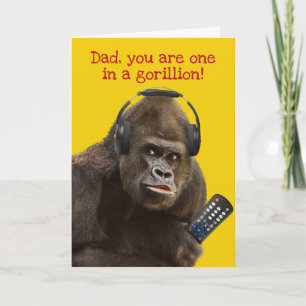 Funny Gorilla med Remote och Headset Far Kort