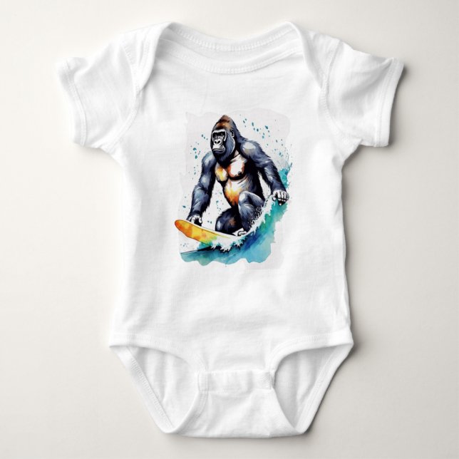 Funny gorilla surfing t shirt (Framsida)