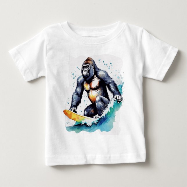 Funny gorilla surfing t shirt (Framsida)