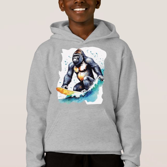 Funny gorilla surfing T-Shirt (Framsida)