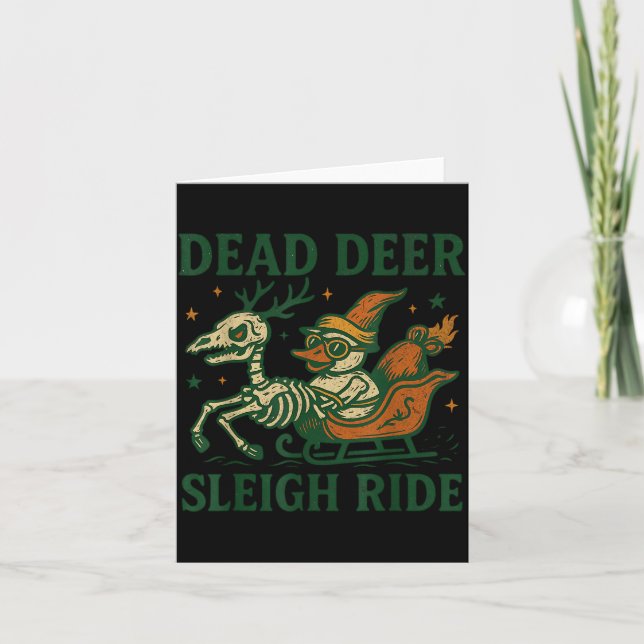 Funny Goth Christmas Pun Y Reindeer Skeleton Xmas  Kort (Framsida)