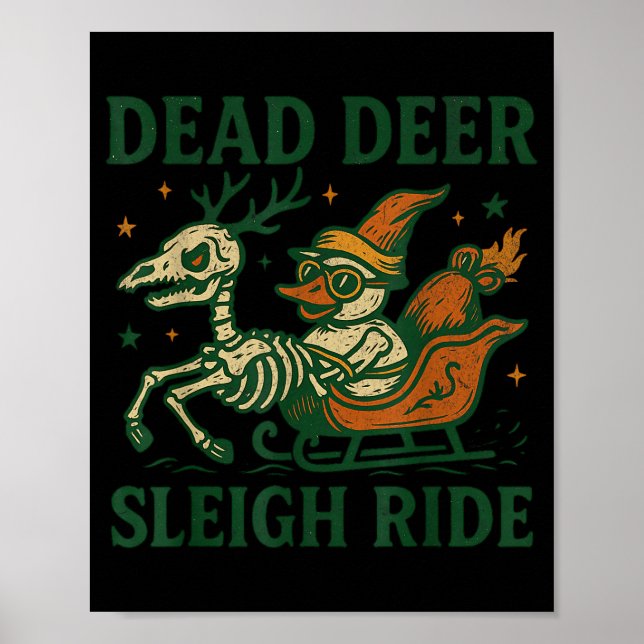 Funny Goth Christmas Pun Y Reindeer Skeleton Xmas  Poster (Framsidan)
