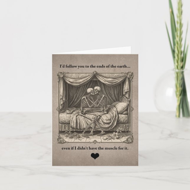 Funny Goth Skelton couple Valentine Anniversary    Kort (Framsida)