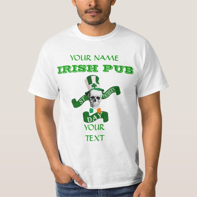Funny gothisk skalle St Patrick's Tee (Framsida)