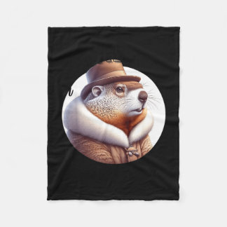 Funny Goundhog Graphic  Fleecefilt
