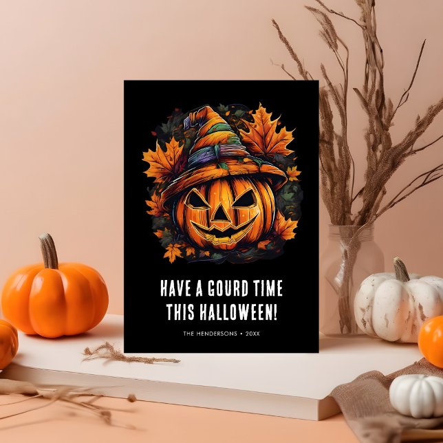 Funny Gourd Time Pumpkin Halloween Kort (Skapare uppladdad)