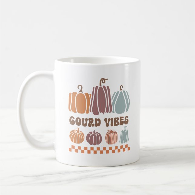 Funny "Gourd Vibes" Fall Kaffemugg (Vänster)
