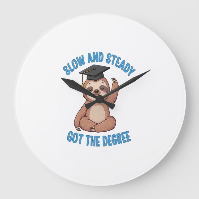 Funny Graduation Sloth Stor Klocka (Framsida)
