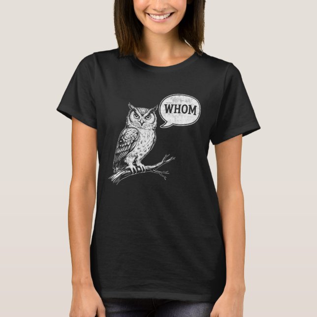 Funny Grammar Owl English Teacher Humor Tee with W (Framsida)