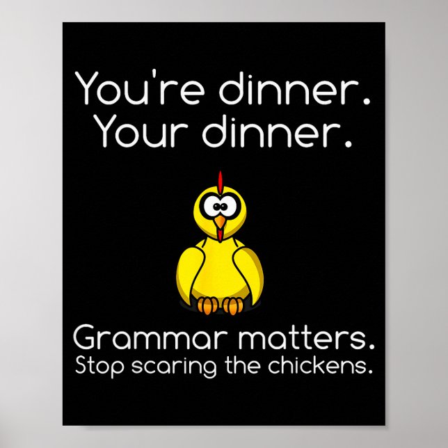 Funny Grammar - Stop Ing The Chickens Shirts  Poster (Framsidan)