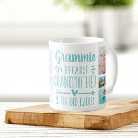 Funny Grammie Grandchildren Namn & Photo Collage Kaffemugg<br><div class="desc">En perfekt gåva till en mormor som hatar att kallas mormor, denna söta och roliga Grammie mugg har ordspråket "Grammie - eftersom mormor är för gammalt dam" i ett kollage av fem bilder av hennes barnbarn. Anpassa med ett meddelande om anpassningsbar, barnbarn namn och/eller året på ett akvatecken för att...</div>