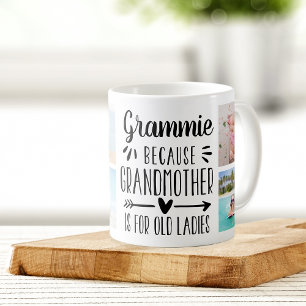Funny Grammie Grandchildren Namn & Photo Collage Kaffemugg