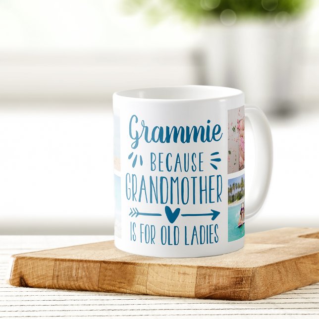 Funny Grammie Grandchildren Namn & Photo Collage Kaffemugg (Skapare uppladdad)