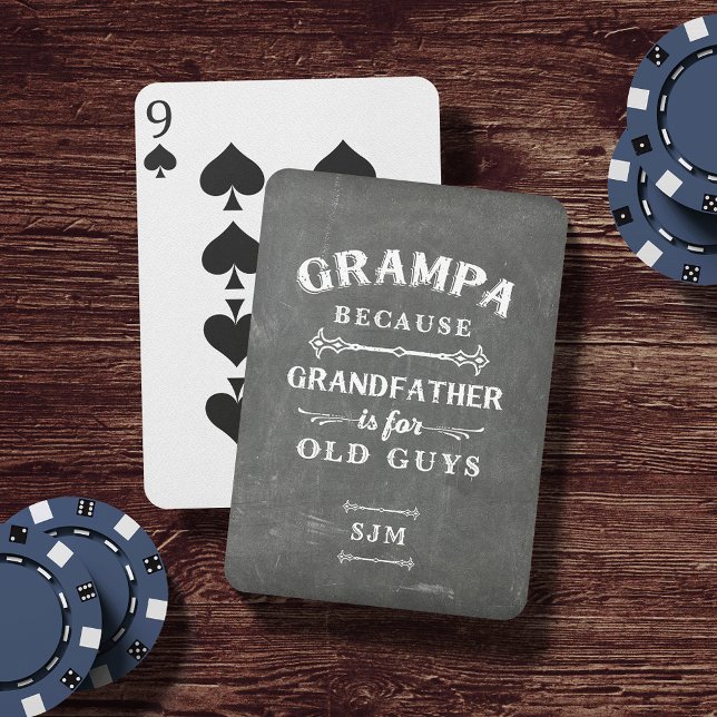 Funny Grampa Grandfather Monogram Casinokort (Skapare uppladdad)