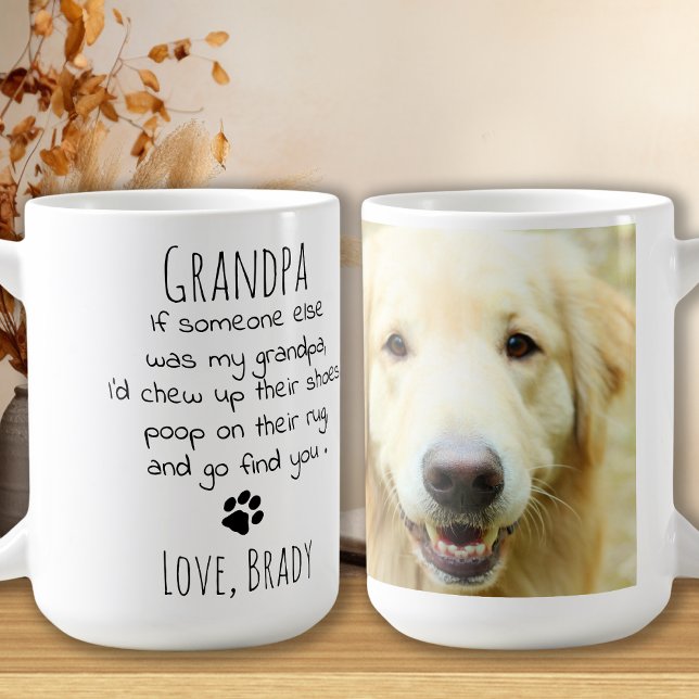 Funny Granddog Hund Grandpa Personlig Pet Photo Kaffemugg (Skapare uppladdad)