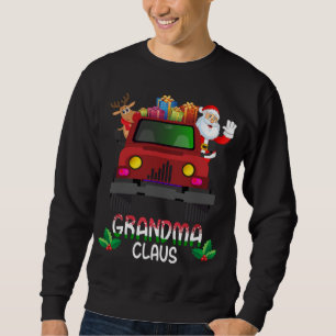 Funny Grandma Claus jul Lastbil Jultomten Re Lång Ärmad Tröja