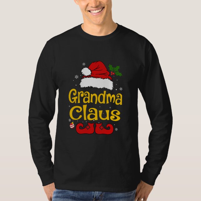 Funny Grandma Claus jul Pajamas Santa T Shirt (Framsida)