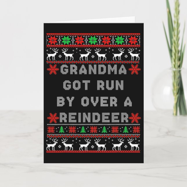 Funny Grandma Got Run Over By A Reindeer  Kort (Framsida)