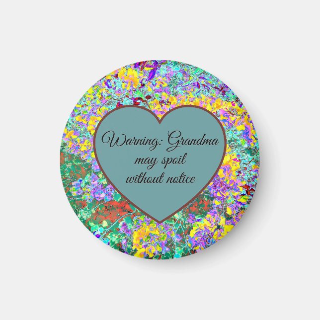 Funny Grandma Magnet – Abstract Floral Heart (Framsidan)