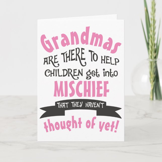 Funny Grandma MisChief Birthday Kort (Framsida)
