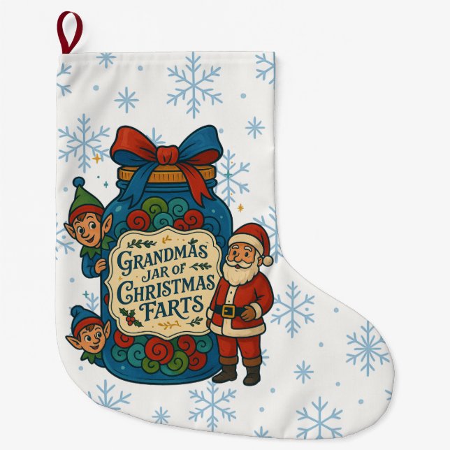 Funny Grandma’s Jar of Christmas Farts Stor Julstrumpa (Framsidan)