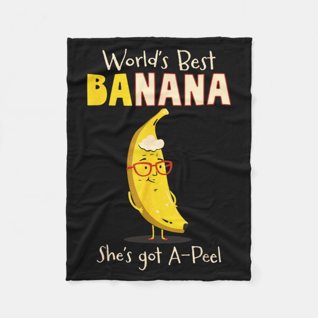 Funny Grandmother World's Nana Banana Pun  Fleecefilt (Framsidan)