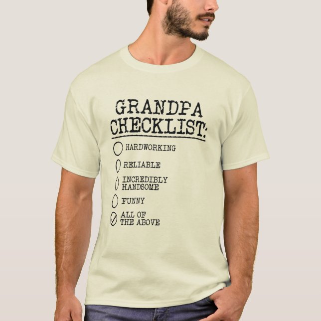 Funny Grandpa Checklist Hardworking Fantastisk T Shirt (Framsida)