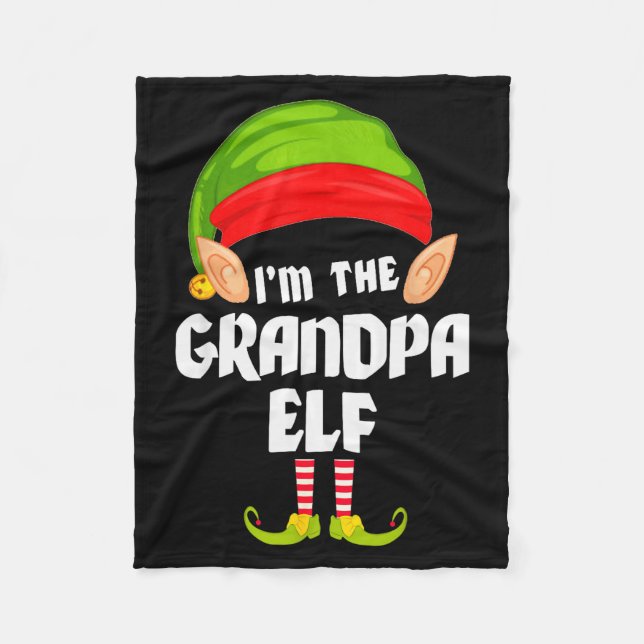 Funny Grandpa Elf Matching Family Group Pj Christm Fleecefilt (Framsidan)