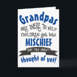 Funny Grandpa MisChief Birthday Kort<br><div class="desc">Ett lustigt kort för morfar (eller din egen personlig namn för honom). Om din morförälder alltid får barnen i missöde så är det perfektens utformning för honom. Skicka den från barnbarnen och låt honom le!</div>