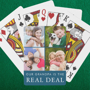Funny Grandpa Sayed Grandchildren 4 Photo Teal Casinokort