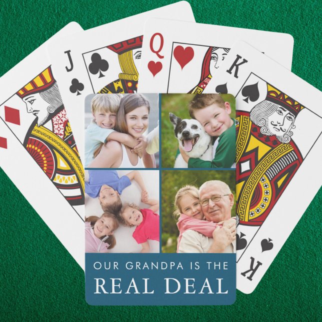Funny Grandpa Sayed Grandchildren 4 Photo Teal Casinokort (Skapare uppladdad)